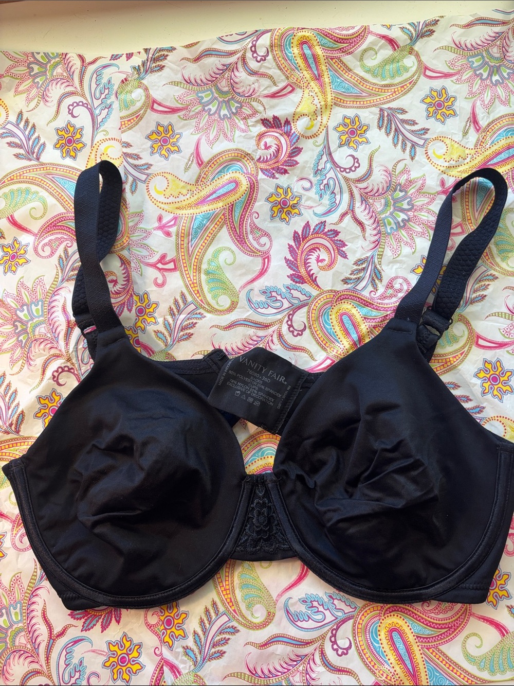 Vanity Fair Black Full Coverage Underwire Bra 36D